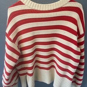 H&M Red and Cream Striped Sweater
